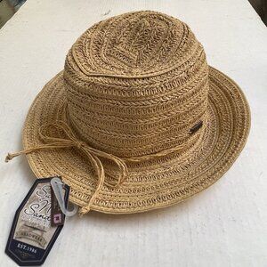Sun N Sand Headwear Womens Beige Braided Brimmed Straw Sun Hat One Size Beach